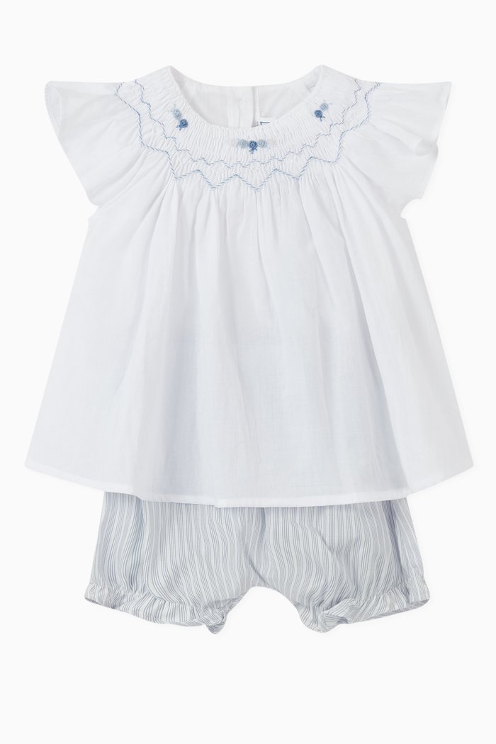 

Ruffle Top and Stripes Shorts, Set of 2, White