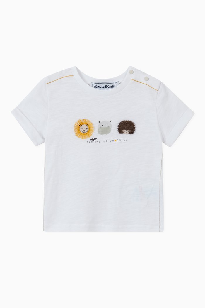 

Lion Panda Hedgehog Jersey T-Shirt, White