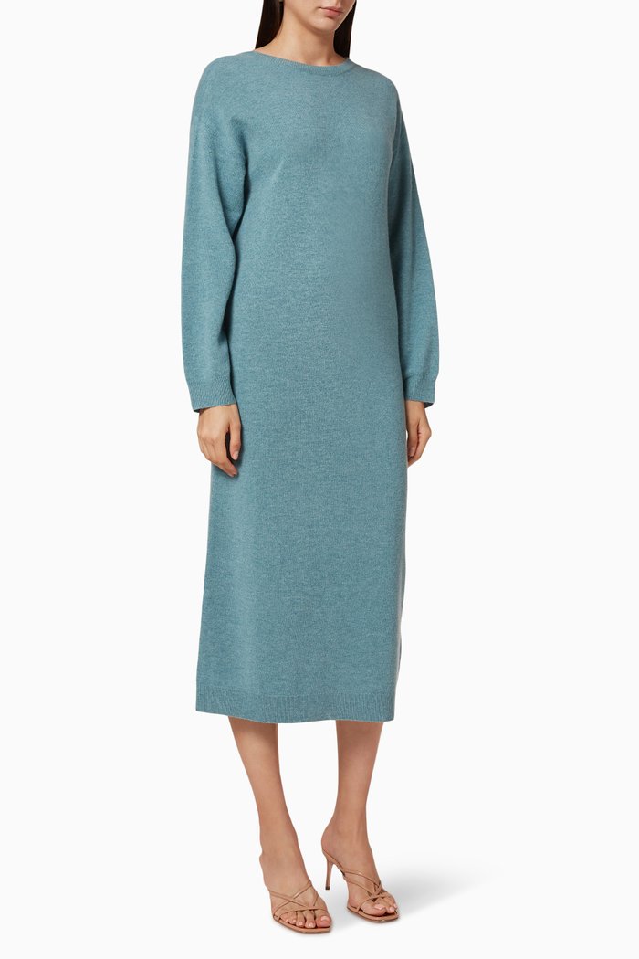Valcyrie Open Back Knit Dress, Blue