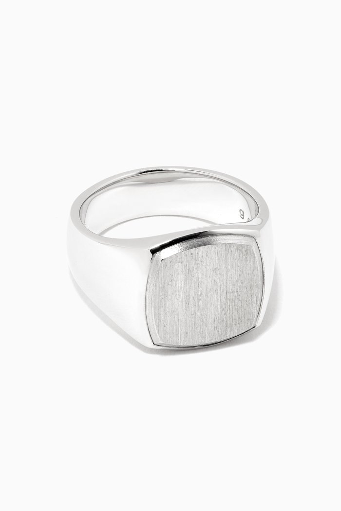 Cushion Silver Top M Ring in Sterling Silver