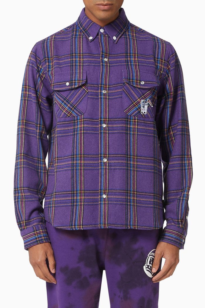 

Logo Appliqué Check Shirt, Purple