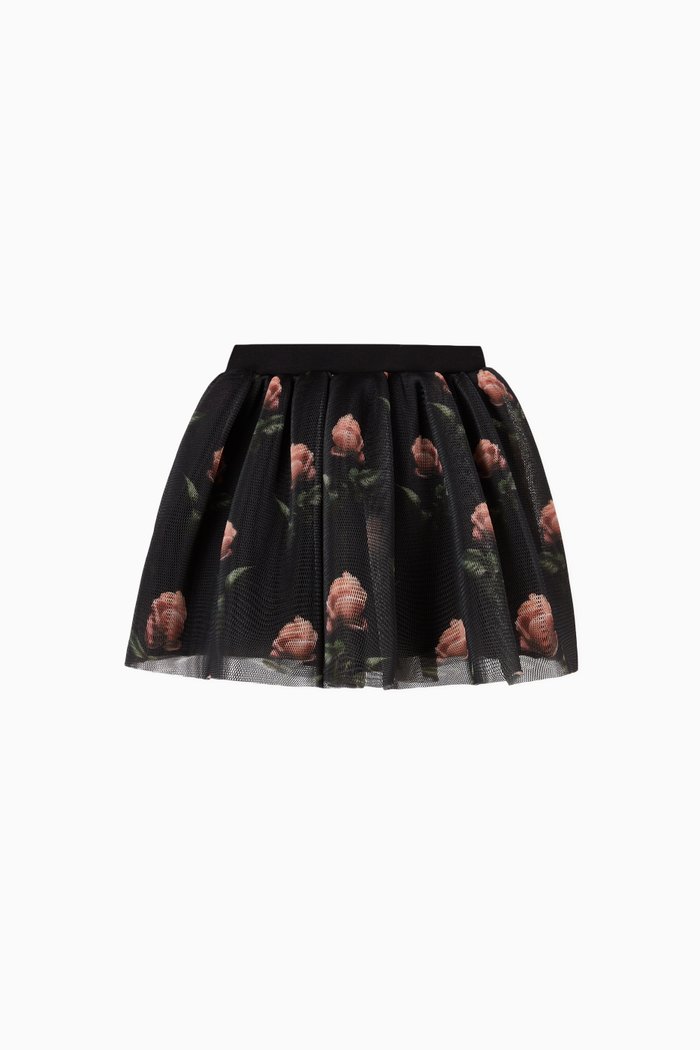 

Roses Mesh Skirt, Black