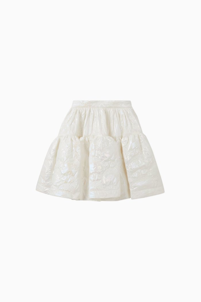 Metallic Taffeta Skirt, White