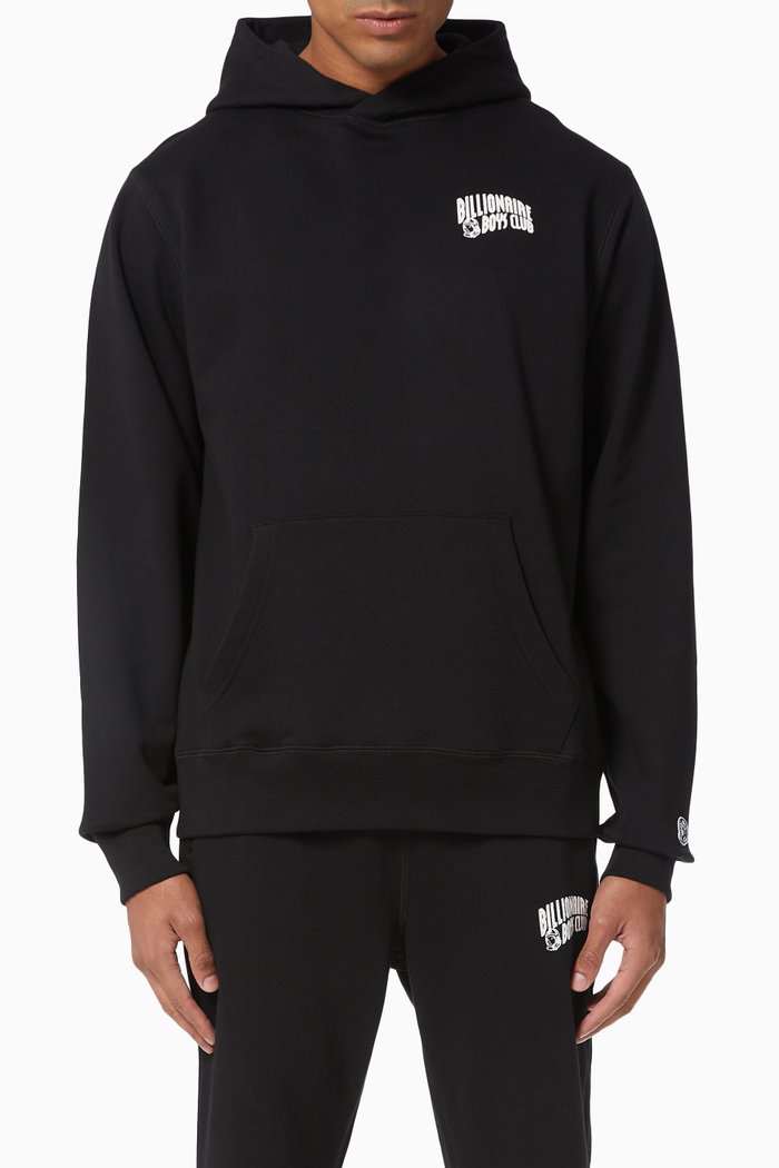 

Small Arch Logo Cotton Hoodie, Black