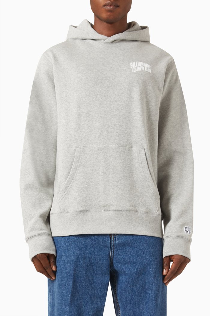 

Small Arch Logo Hoodie in Cotton, Grey