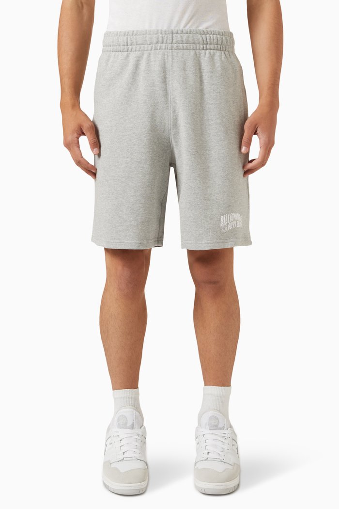 Small Arch Logo Shorts in Cotton, Grey