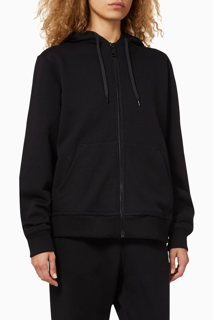

Logo Cotton Oversized Hooded Top, Black