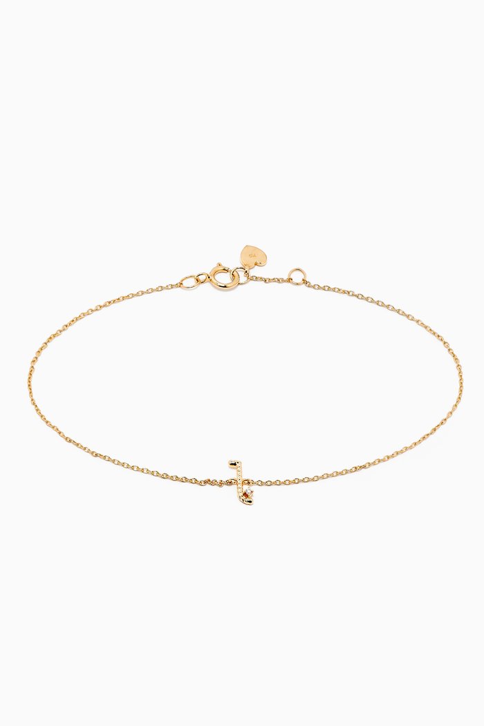 

Promise Letter Bracelet with Diamond in 18kt Yellow Gold