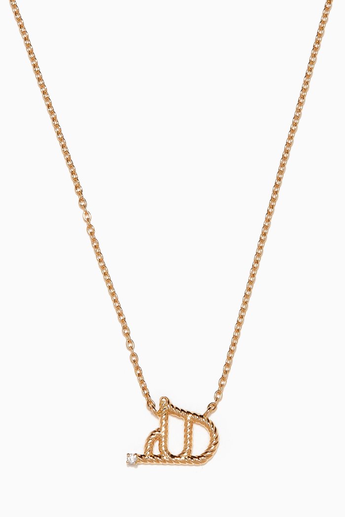 Promise Letter Necklace with Diamond in 18kt Yellow Gold