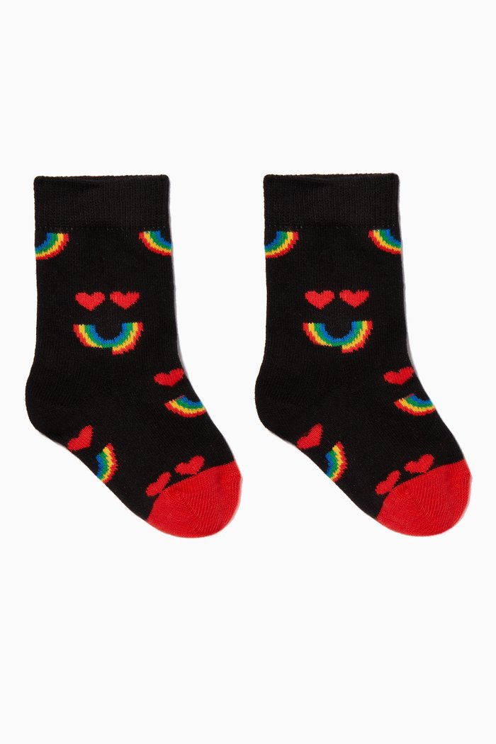

Rainbow Smile Socks, Black