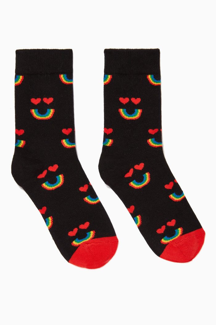 

Rainbow Smile Socks, Black