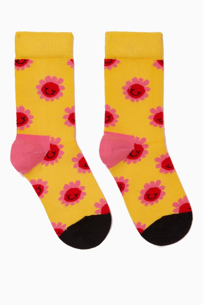 

Smile Flower Socks, Yellow