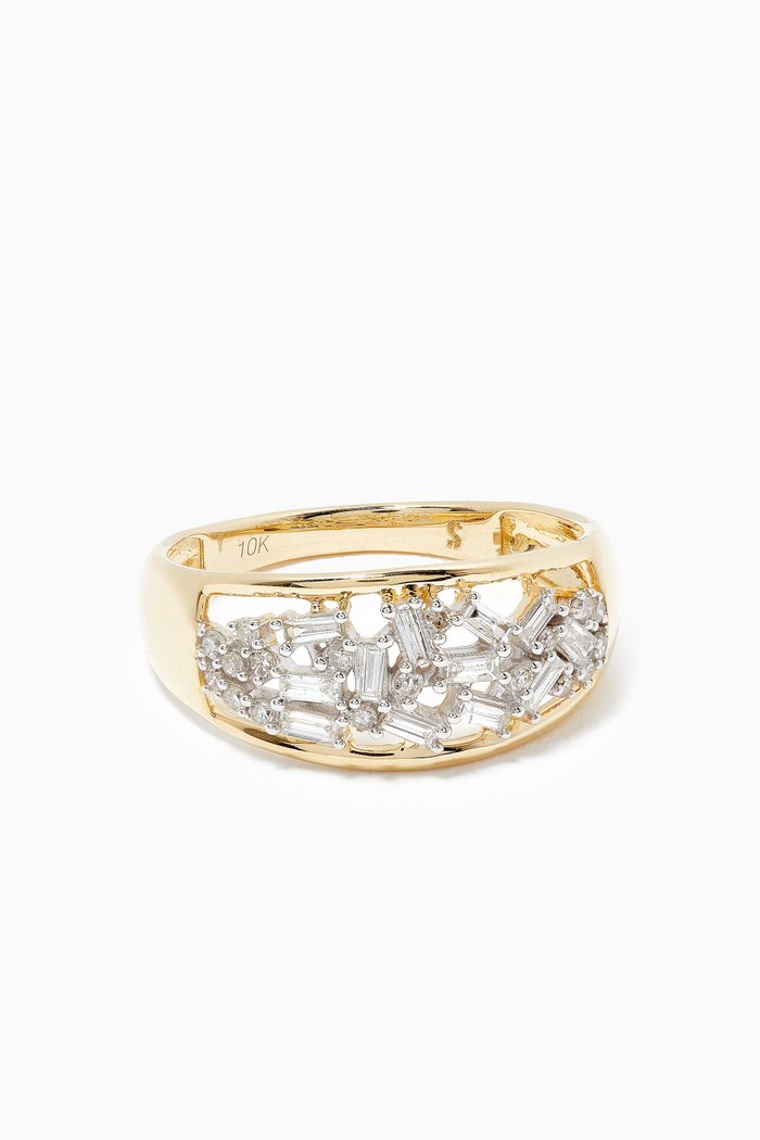 

Pantheon Baguette Band with Diamonds in 10kt Yellow Gold