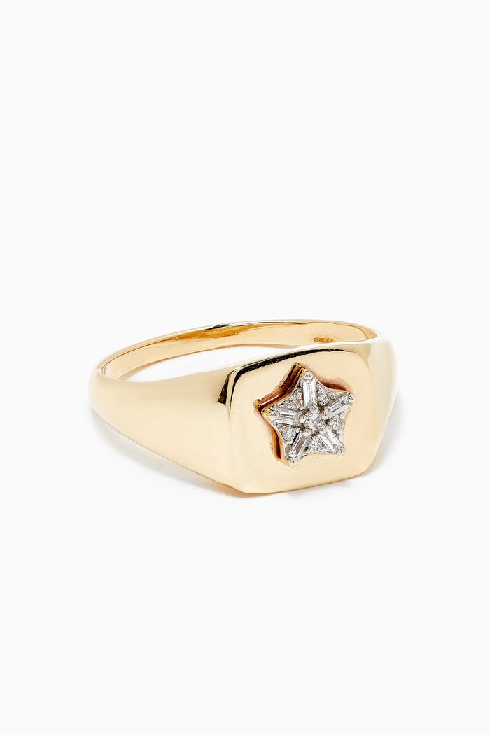 

Starbright Signet Ring with Diamonds in 10kt Yellow Gold