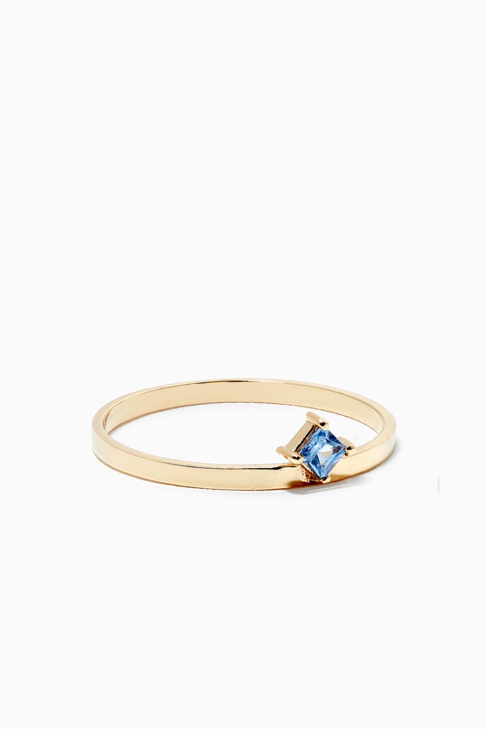 

Princess Blue Sapphire Candy Bar Ring in 10kt Yellow Gold