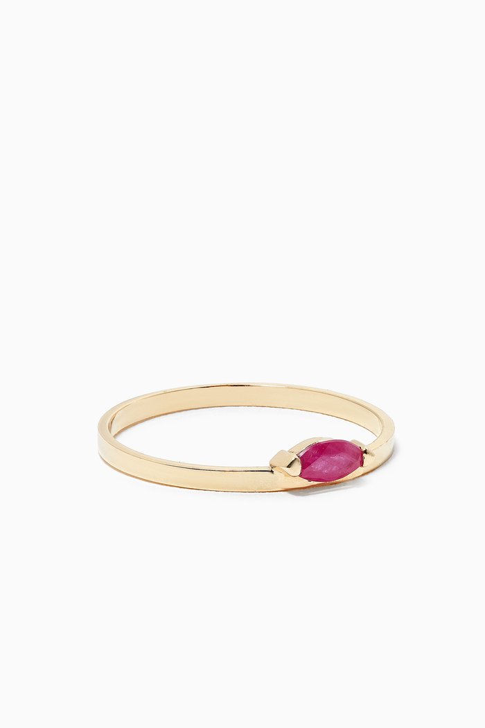 

Marquise Ruby Candy Bar Ring in 10kt Yellow Gold