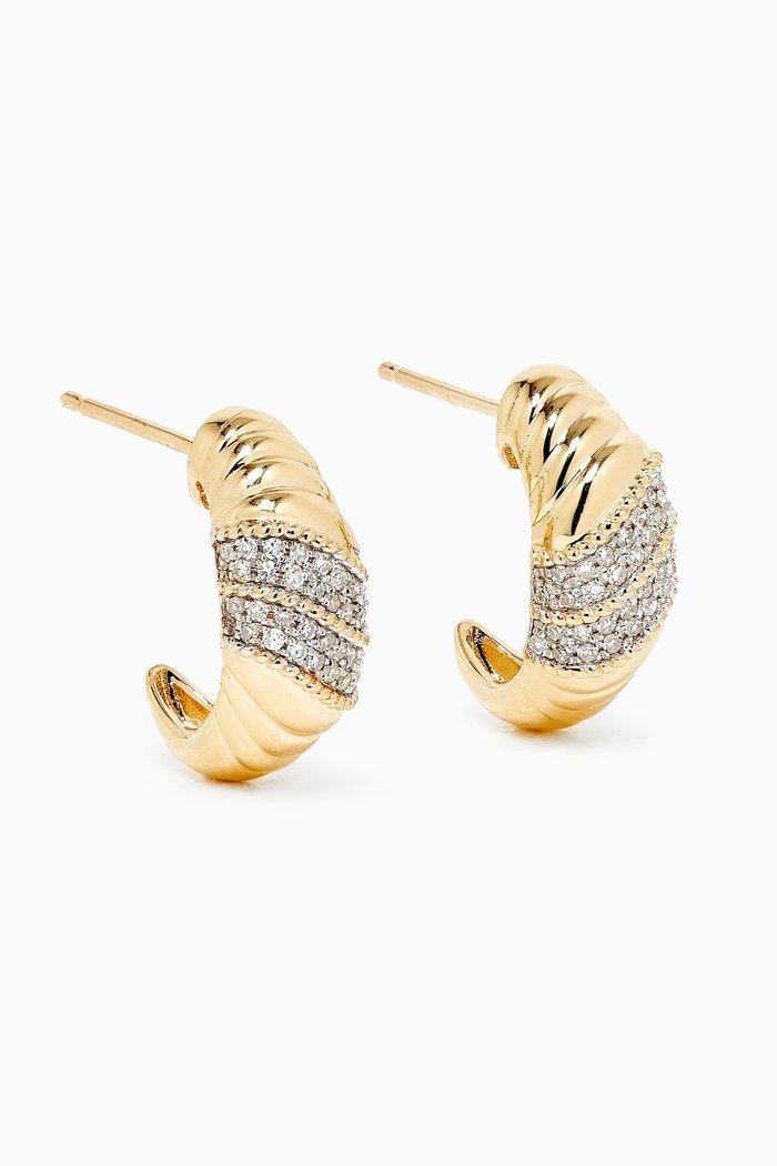 

Le Grande Cupola Huggies with Diamonds in 10kt Yellow Gold