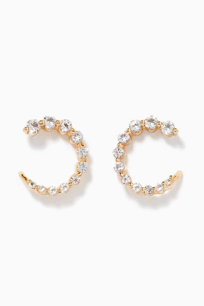 

White Topaz Front-to-Back Earrings in 14kt Yellow Gold