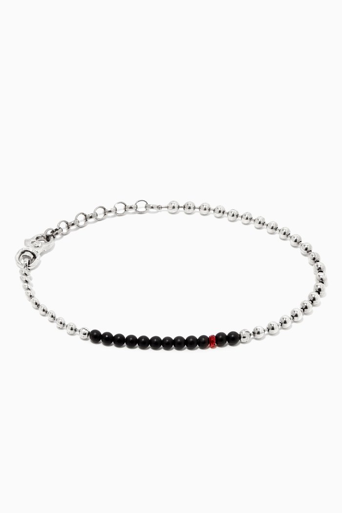 

Bead Chain Bracelet with Onyx & Ruby in Sterling Silver