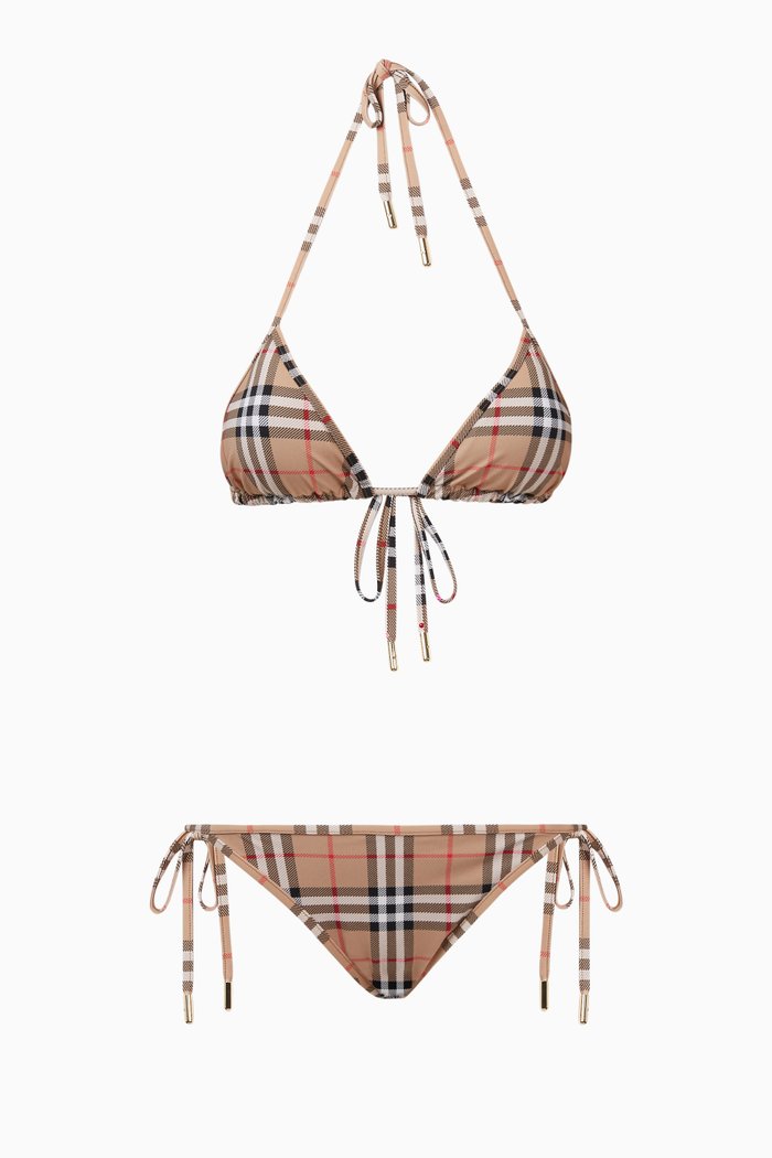 

Vintage Check Nylon Triangle Bikini, Neutral