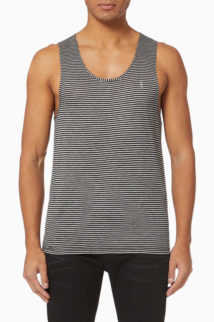 

Logo Stripe Tank Top, Black