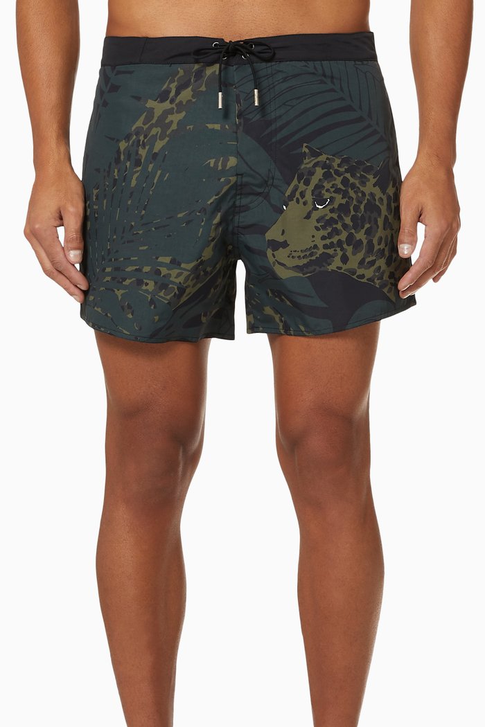

Nocturnal Leopard Swim Trunks in Nylon, Black