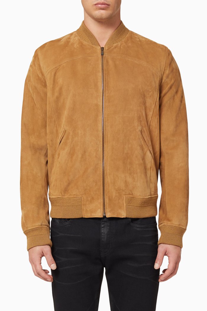 

Suede Bomber Jacket, Brown