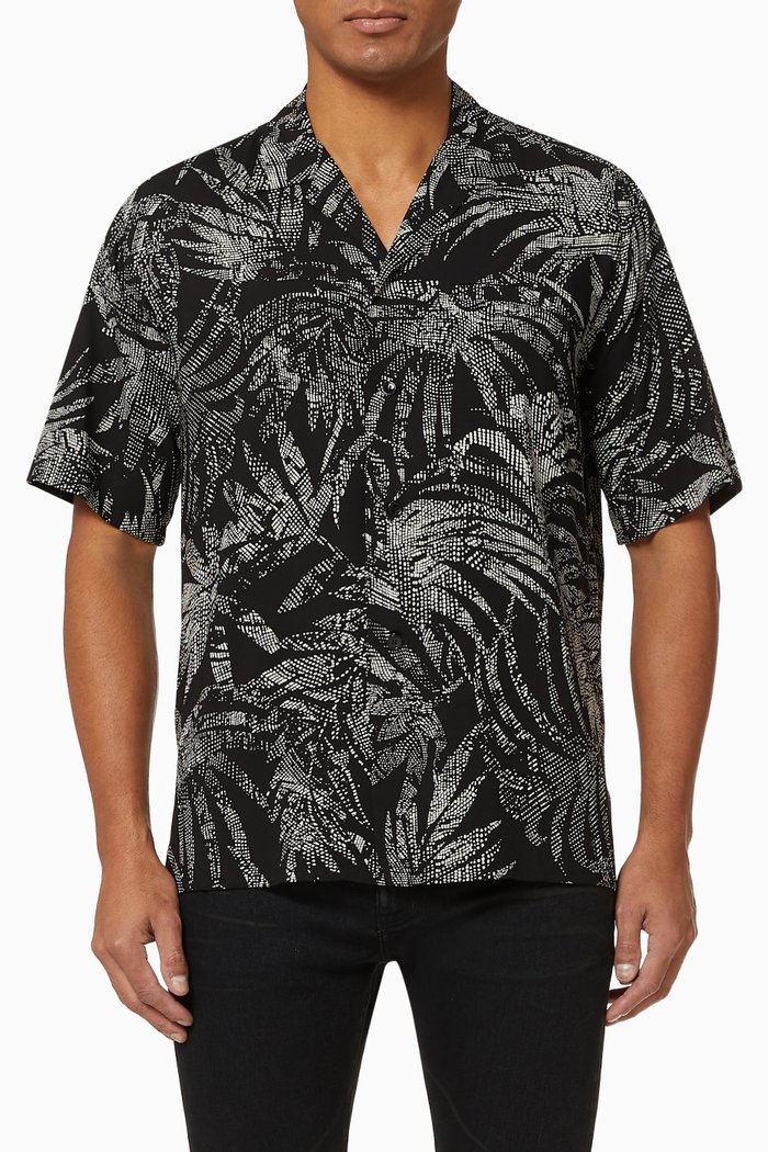 

Dotted Leaf Shirt in Viscose, Black