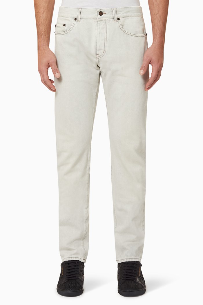

Cotton Denim Slim Fit Jeans, Grey