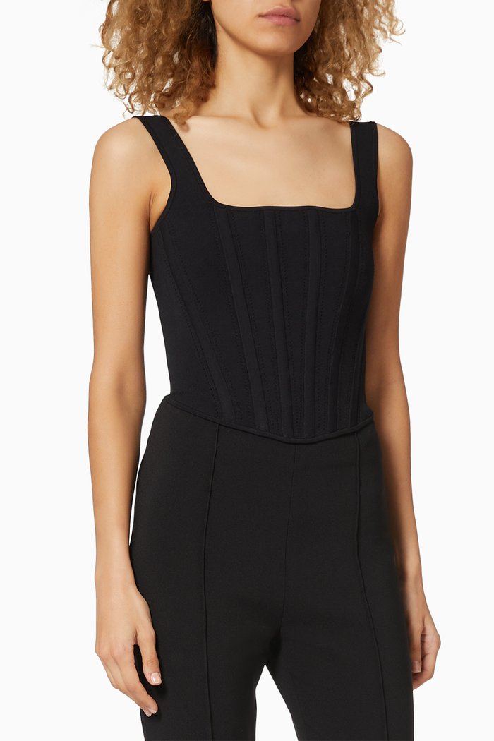 

Pointelle Corset Top, Black