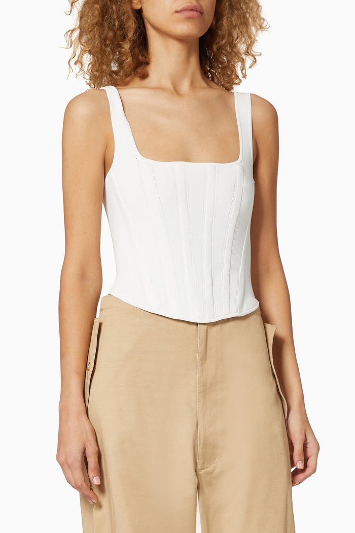 

Pointelle Corset Top, Neutral