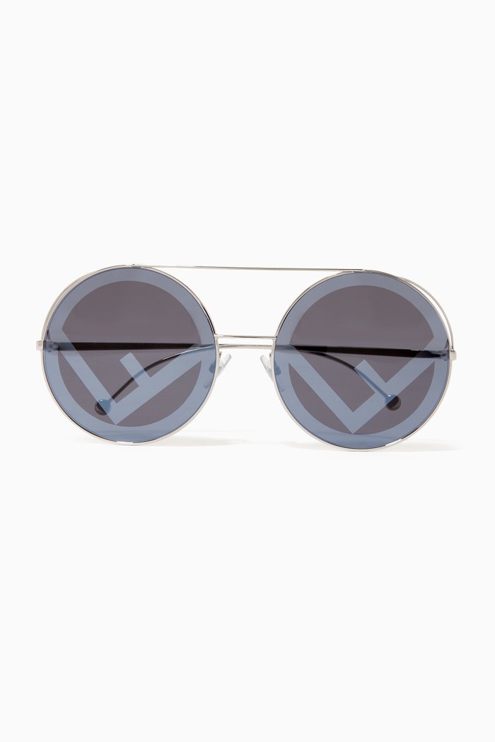 

Fendirama Round Sunglasses in Metal, Silver