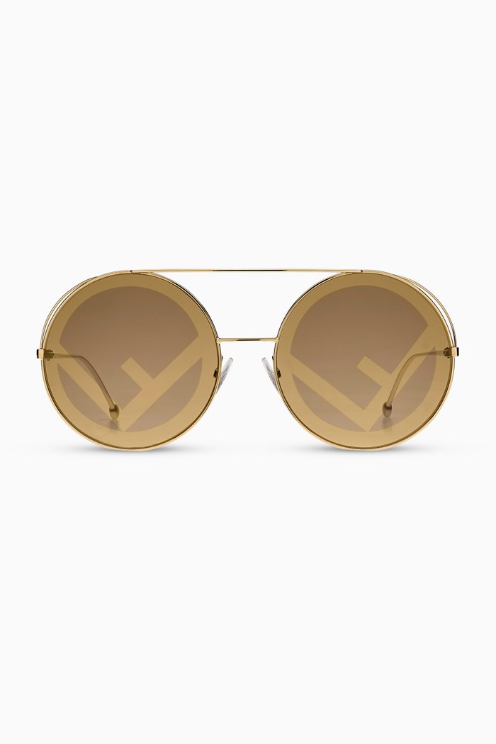 

Fendirama Round Sunglasses in Metal, Gold