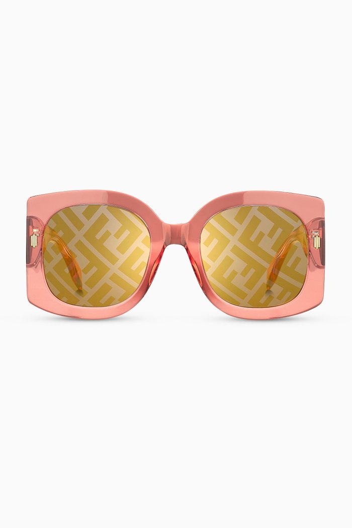 

FF Square Sunglasses in Acetate, Orange