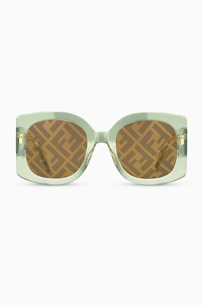 

FF Square Sunglasses in Acetate, Green