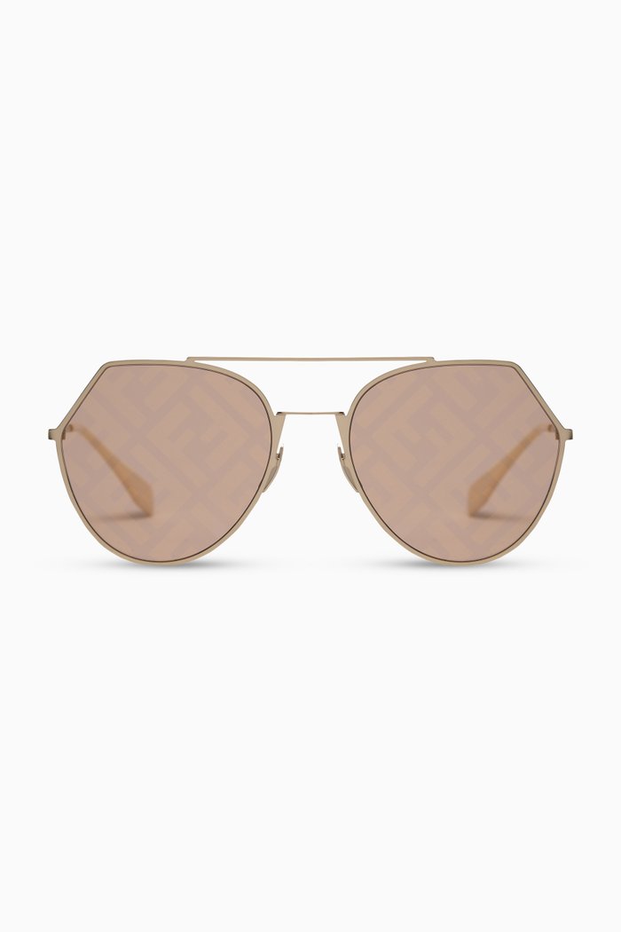 

FF Eyeline Aviator Sunglasses in Metal, Gold