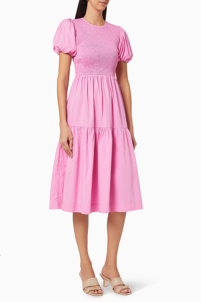 

Shirred Cotton Dress, Pink
