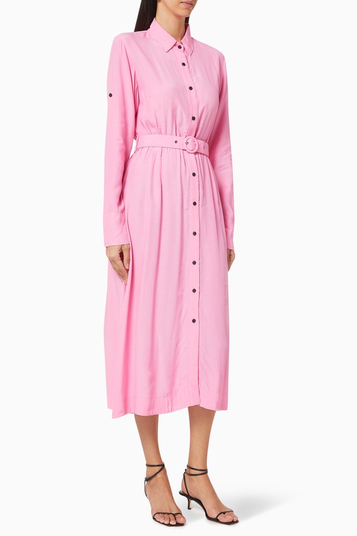 

Belted Shirt Dress, Pink