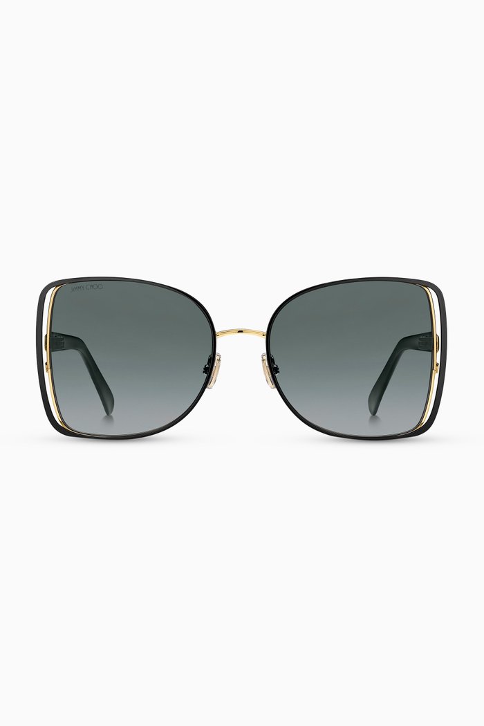 

Frieda Square Sunglasses with Swarovski Crystals, Black
