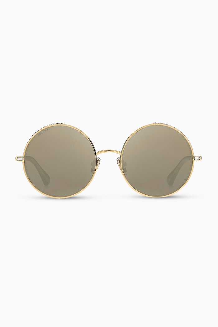 

Goldy Round Sunglasses with Swarovski Crystals, Gold