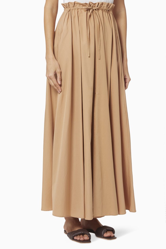 

Drawstring Cotton Maxi Skirt, Neutral
