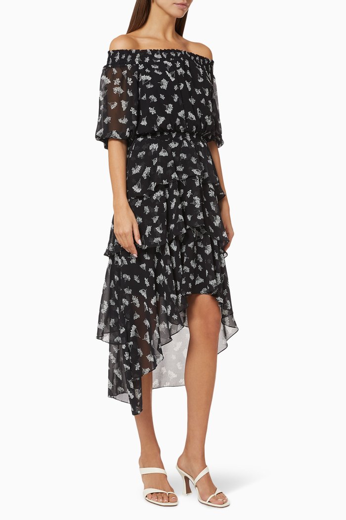 

Renelle Printed Muslin Dress, Black