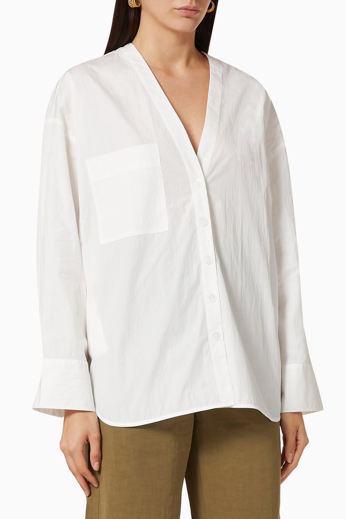 

Back Pleat Cotton Blouse, White