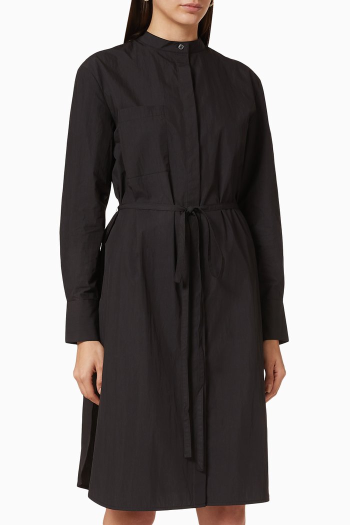 

Belted Cotton Tunic Dress, Black