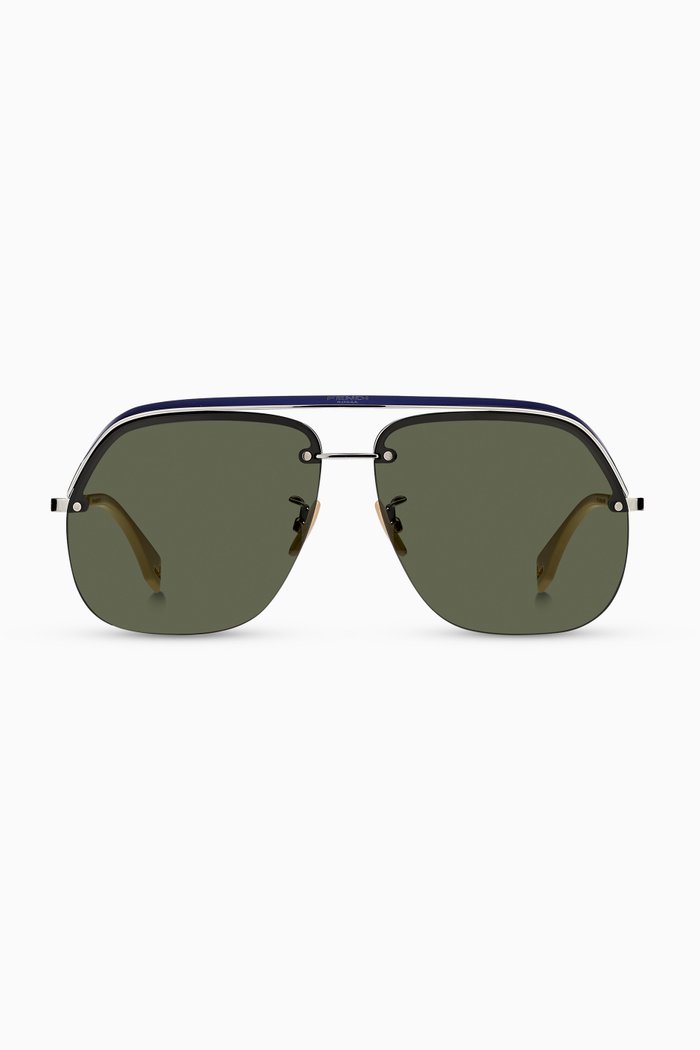 Pack D-Shape Sunglasses in Metal, Silver