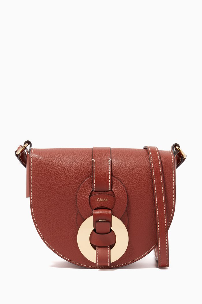 

Small Darryl Saddle Bag in Small Grained & Smooth Calfskin, Brown