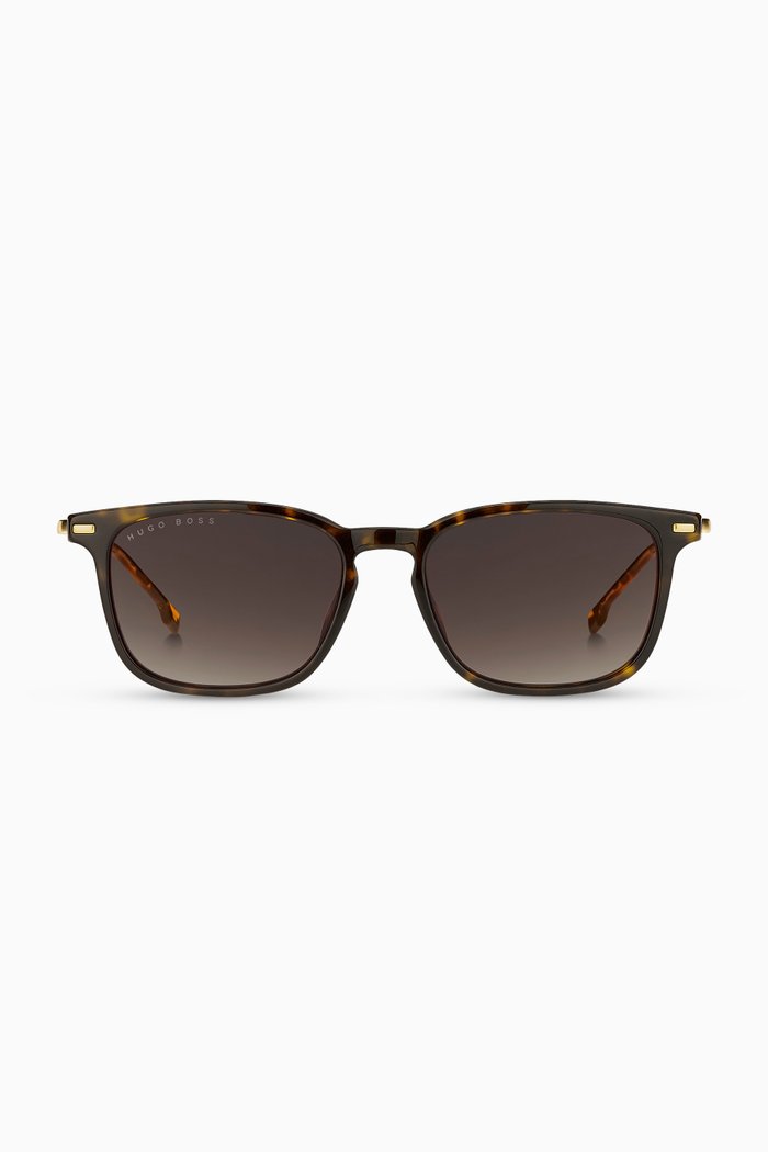 

D-Shape Sunglasses in Acetate and Metal, Brown
