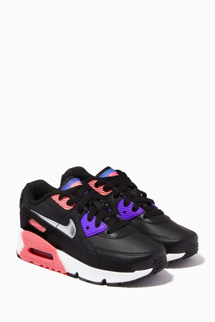 

Air Max 90 Sneakers in Leather, Black
