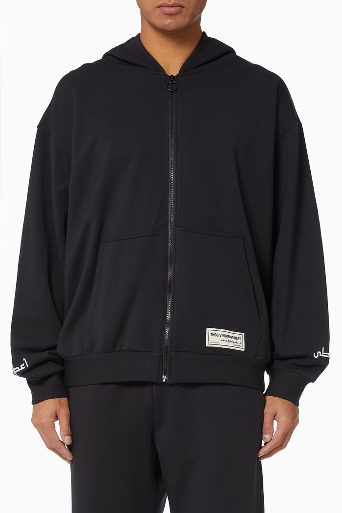 

Organic Bamboo Oversized Zip Hoodie, Black