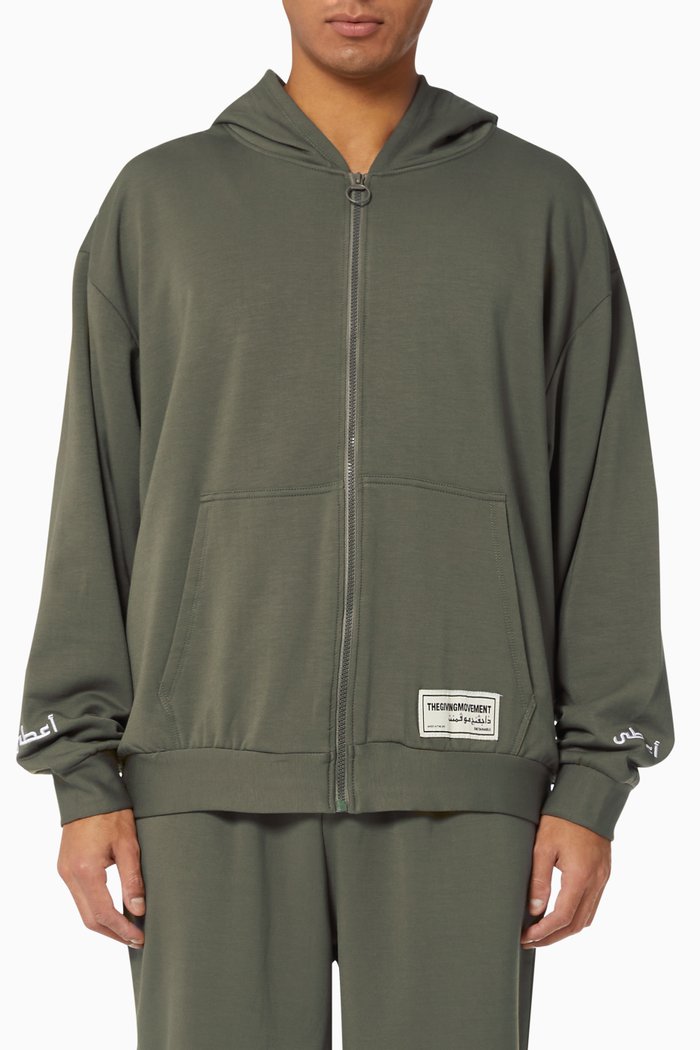 

Organic Bamboo Oversized Zip Hoodie, Green